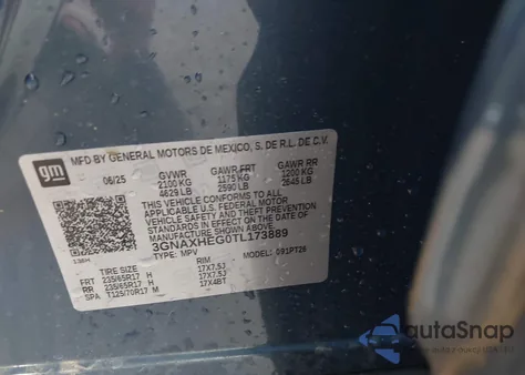 2026 Chevrolet Equinox Fwd Lt из США, поврежденный, VIN 3GNAXHEG0TL173889